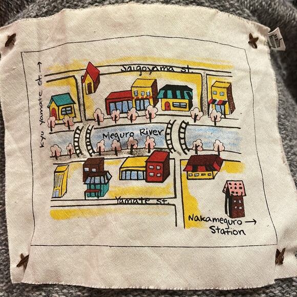 ANTHROPOLOGIE Tokyo Map gray wool blend open front puffed shoulder cardigan sz s - Picture 6 of 6